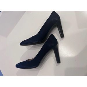Franco Sarto midnight blue velour/suede chunky heels